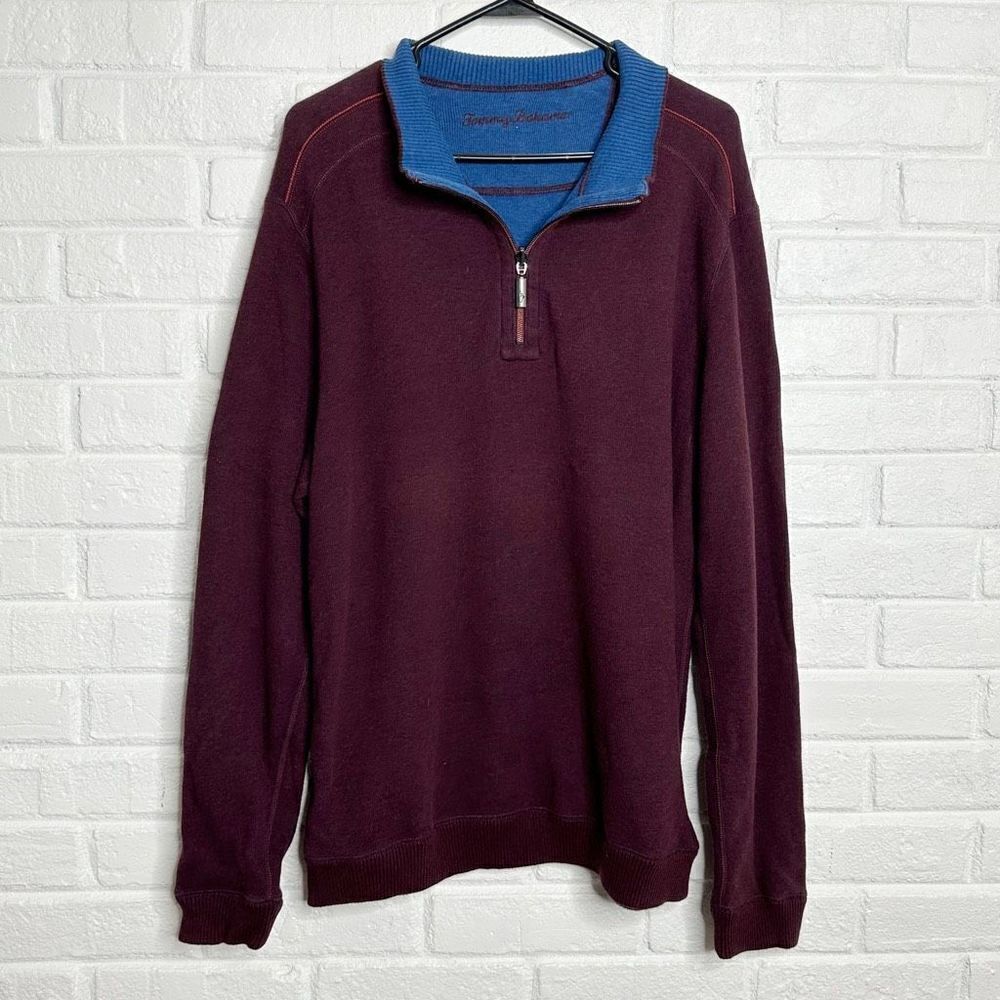 Tommy Bahama Flipshore Reversible Maroon and‎ Blue Quarter Zip L/XL